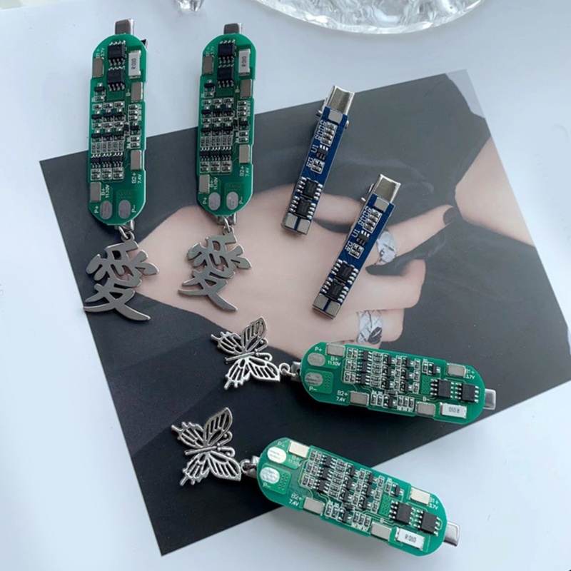 Kẹp Tóc Hình Chip Điện Tử Bằng Kim Loại Độc Đáo Cho Thanh Thiếu Niên