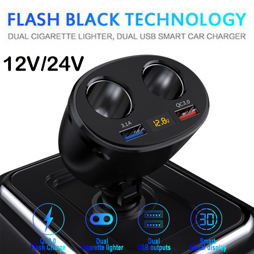Bộ Sạc USB Màu Đen Siêu Bền Cho Xe Hơi