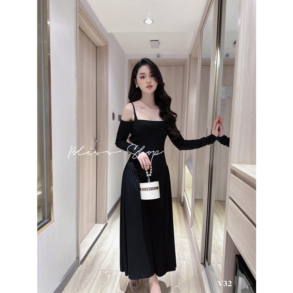 V32 - Đầm 2s tay rơi