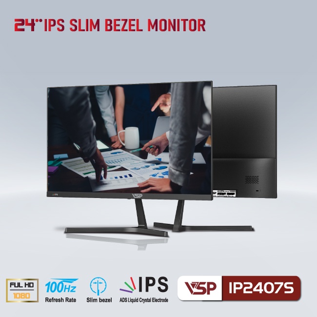 Màn hình VSP IPS 24inch tràn viền IP2407S Chính Hãng BH 24 tháng