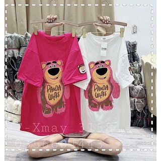  Áo thun cổ tròn Gấu Panda cotton 100% 2 chiều form rộng nam nữ nhiều màu