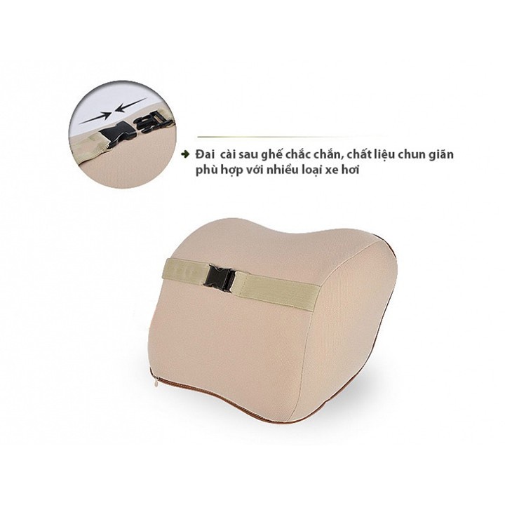 HÀNG XỊN Lucky Bobi - Bộ gối tựa đầu và tựa lưng cao su non cao cấp siêu đàn hồi trên ô tô, chống đau mỏi lưng gáy.