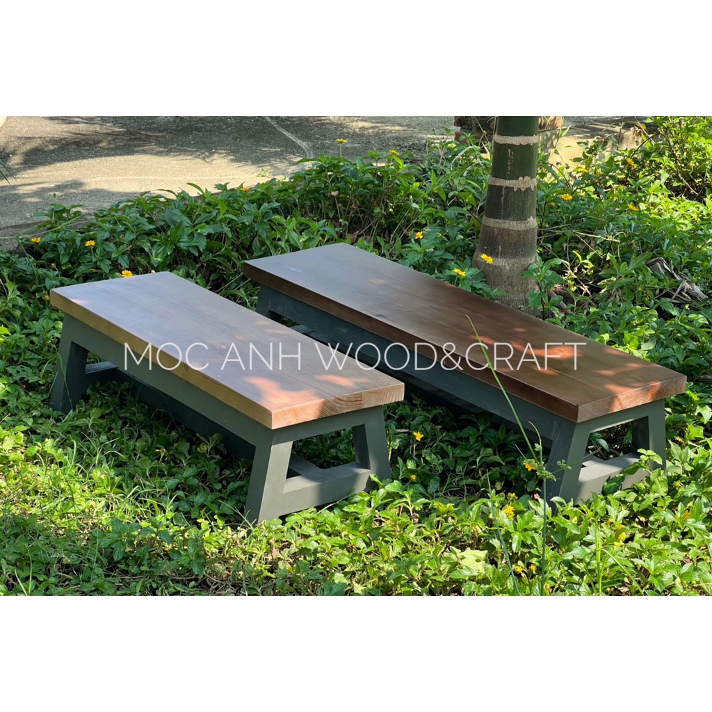 Ghế băng dài bằng gỗ tự nhiên dài 80cm, 1m, 1m2  để ban công, hành lang đi giày