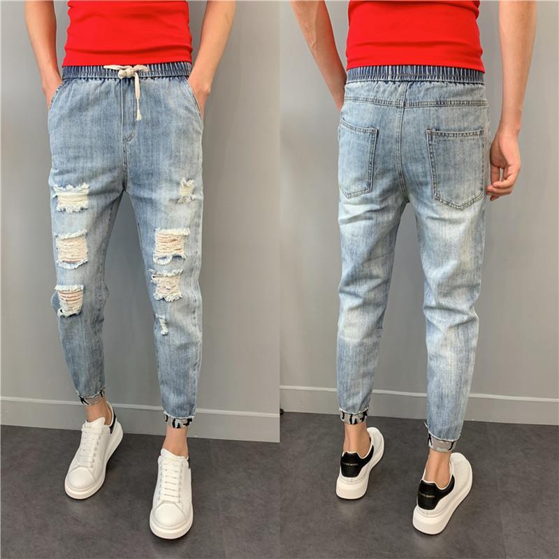 Quần Jeans Dài Phối Vết Rách Cá Tính Thời Trang Cho Nam