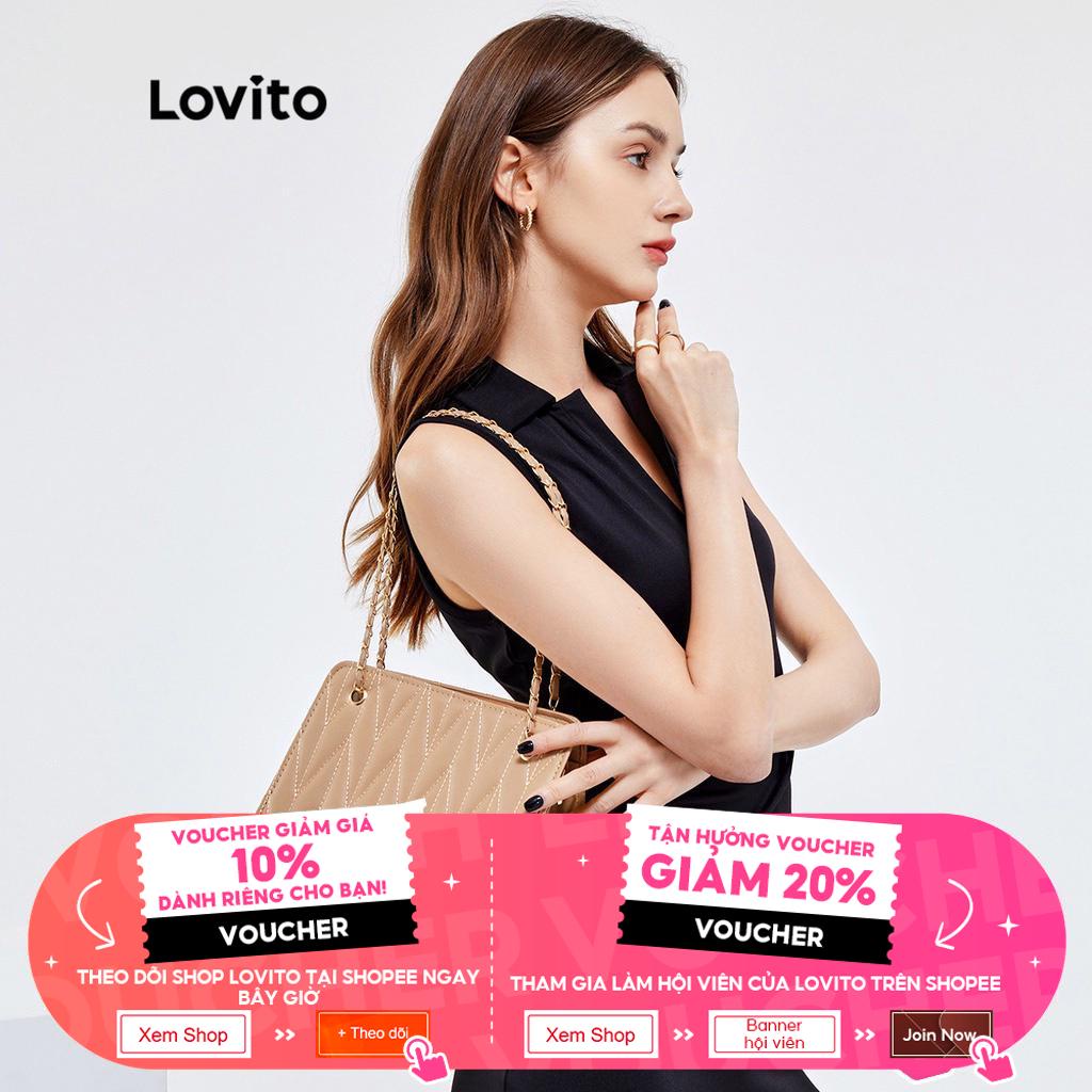 Lovito Thanh lịch Trượt chần gòn Dây kéo Hình vuông Hình dạng Chuỗi Túi vuông L244BA07 (Đen / Trắng / Trắng / Kaki)