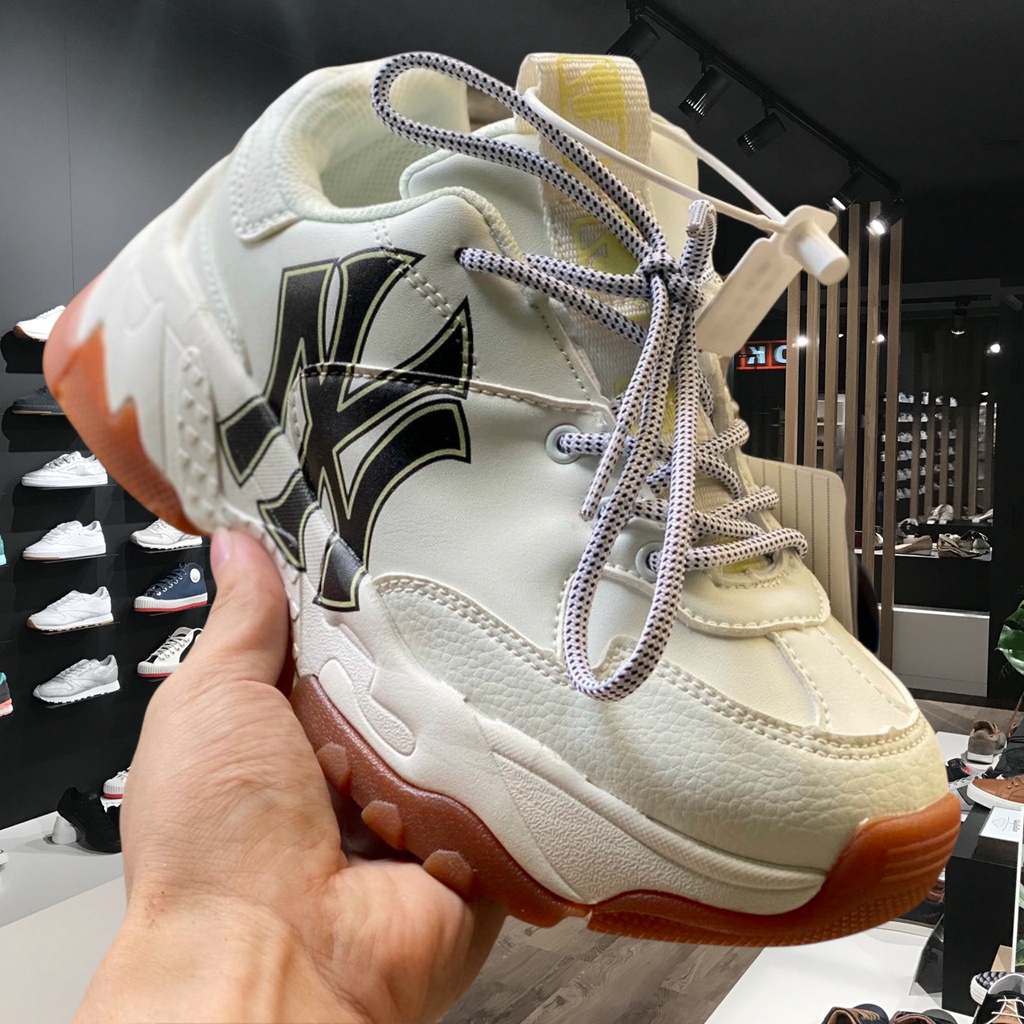 Giày_Mlb NY, Giày Thể Thao NY Đế Nâu Tách Hách Dáng Tăng Chiều Cao 5cm Bản Đẹp Full Hộp Xịn Và Phụ Kiện.- MonTay_Store