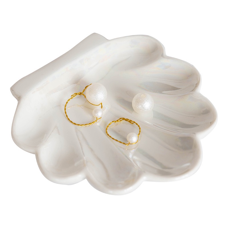 Đĩa Trang Sức Hình Vỏ Sò Bằng Gốm Trang Trí Nhà Cửa