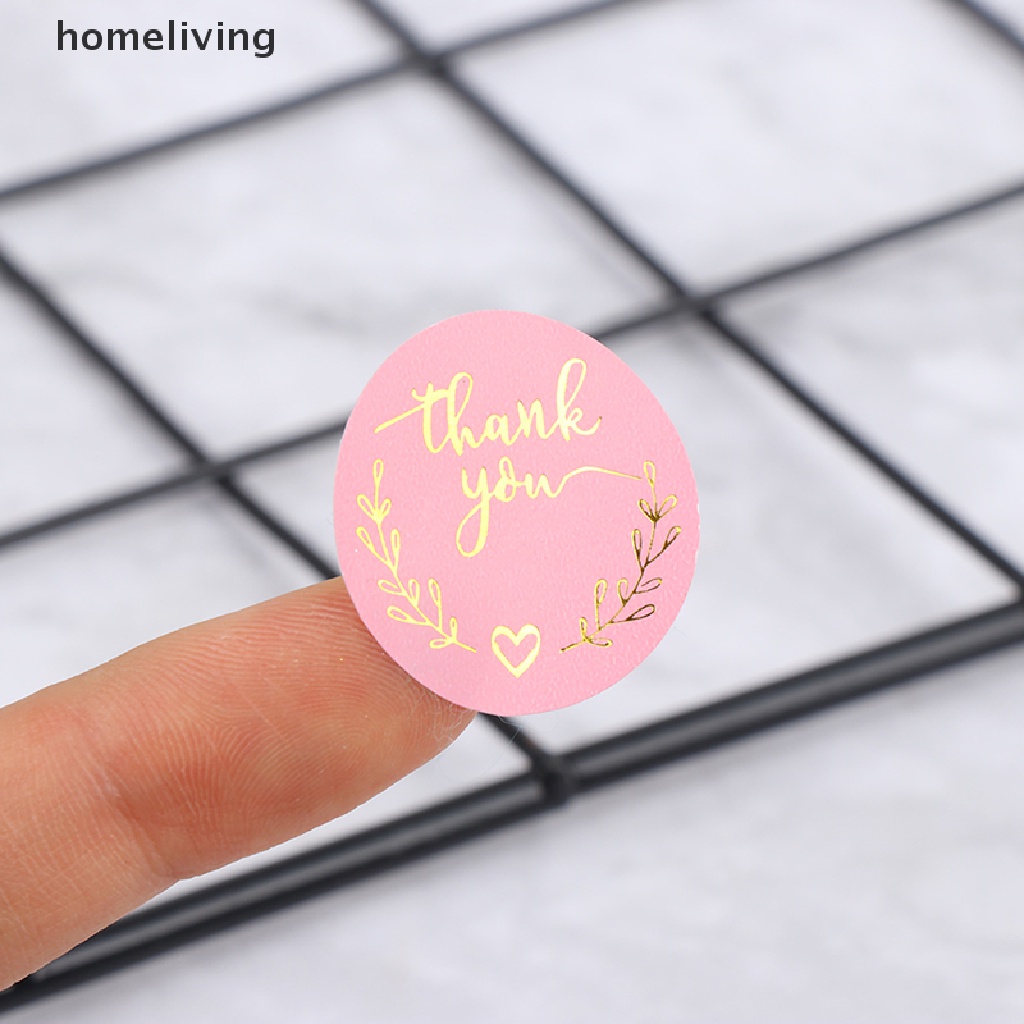 Bộ 500 Miếng Dán 1 inch Màu Hồng In Chữ Thank You Xinh Xắn