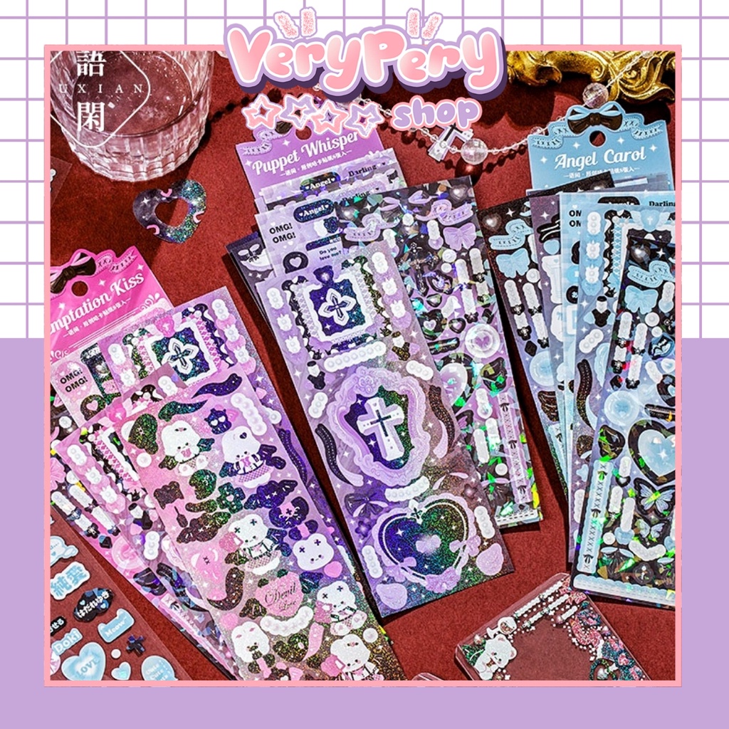 Tấm Sticker Trang Trí Sổ Tay, Nhật Ký Hình Thú Cưng Dễ Thương Phong Cách gothic