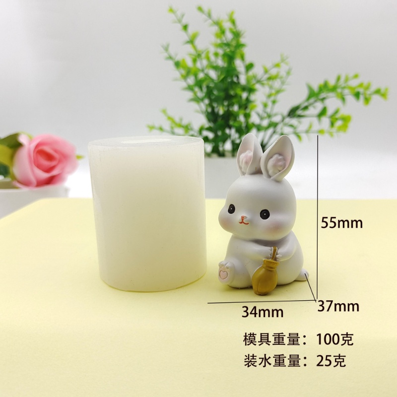 Khuôn Làm Bánh / Sô Cô La / Xà Phòng Hình Thỏ Trắng Ba Chiều Bằng Silicone