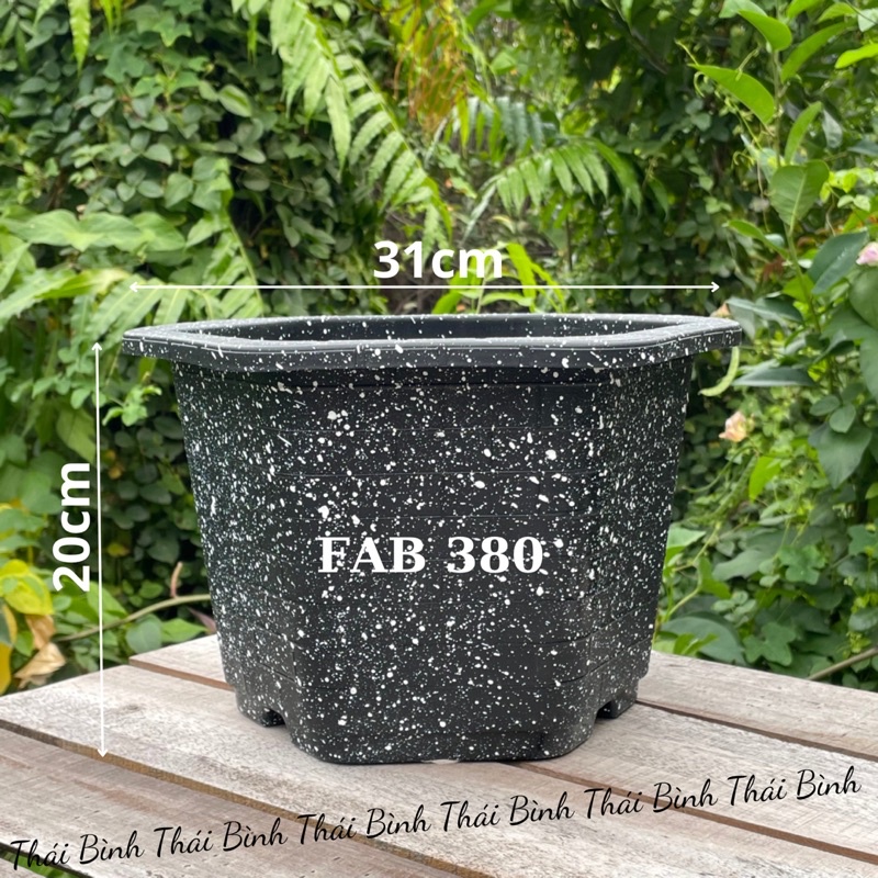 Chậu Nhựa Lục Giác FAB380 Đá Đen (31x20)