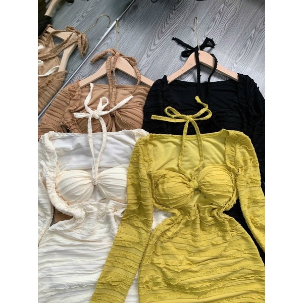 Đầm body cúp ngực có mút cột dây cổ chất xốp xịn hình thật 100%