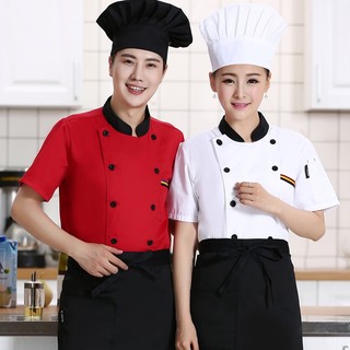 Áo Đầu Bếp Tay Ngắn Màu Trắng Mẫu Đẹp Dành Cho Nam Và Nữ Đồng Phục Nhà Bếp Nhà Hàng, Khách Sạn Thoải mái