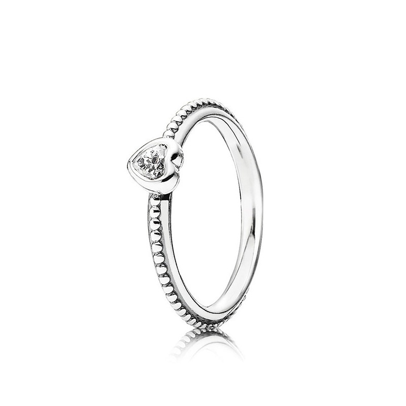 PANDORA Nhẫn Hình Trái Tim Đôi Cánh Thiên Thần Lấp Lánh Thời Trang Cho Nữ