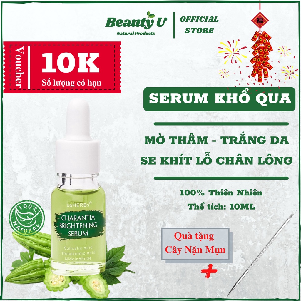 Serum khổ qua mờ thâm trắng da , tinh chất phục hồi dưỡng da sau mụn 10ml Soherbs