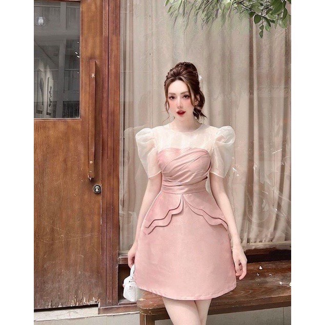 Đầm Đi Tiệc Dáng A Tay Tơ Tiểu Thư, Sang Chảnh Bigsize Quỳnh Anh Từ 50kg Đến 100kg