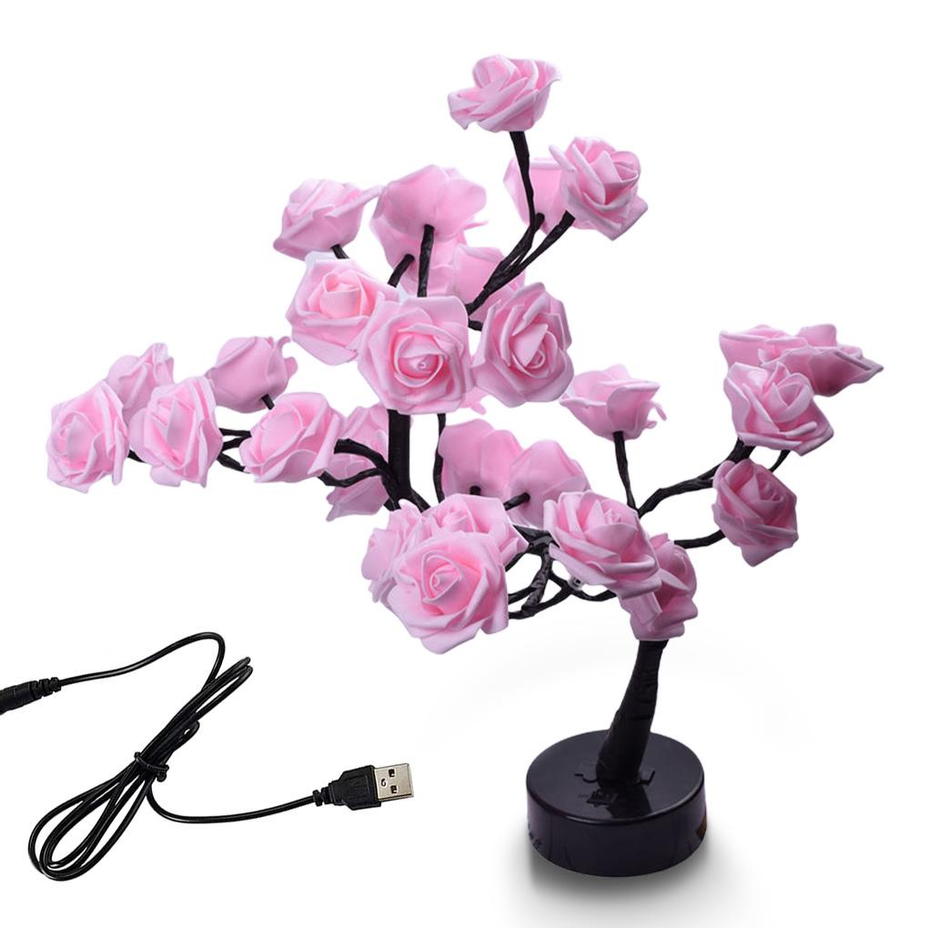 (runbu) Đèn Ngủ LED Hình Cây Hoa Hồng Chạy Bằng Pin Điều Khiển Cảm Ứng Để Bàn Trang Trí Tiệc Sinh Nhật Lễ Hội