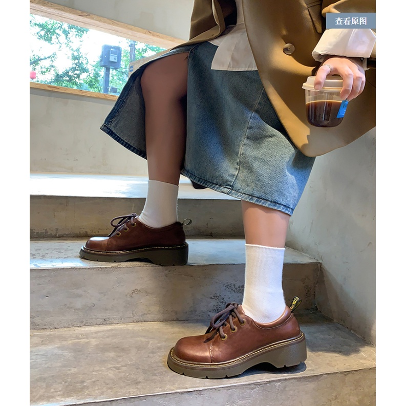 Giày Oxford Nữ Mũi Tròn Dế Bánh Mì 4CM Phong Cách Nhật Bản