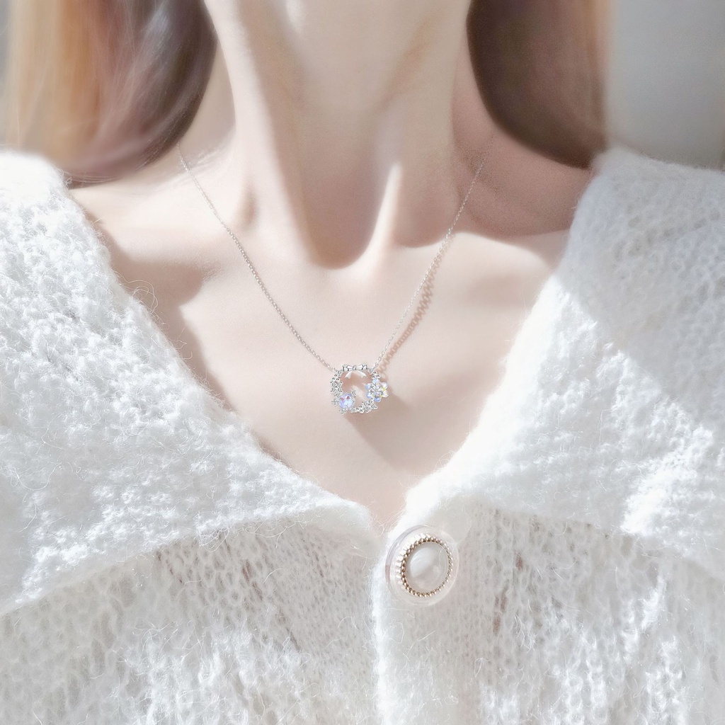 YeYi Vòng cổ Mạ Điện Hình Vòng Tuyết Tuyết Hoa Tuyết Aurora Phiên Bản Hàn Quốc Thiết Kế Sang Trọng Thời Trang