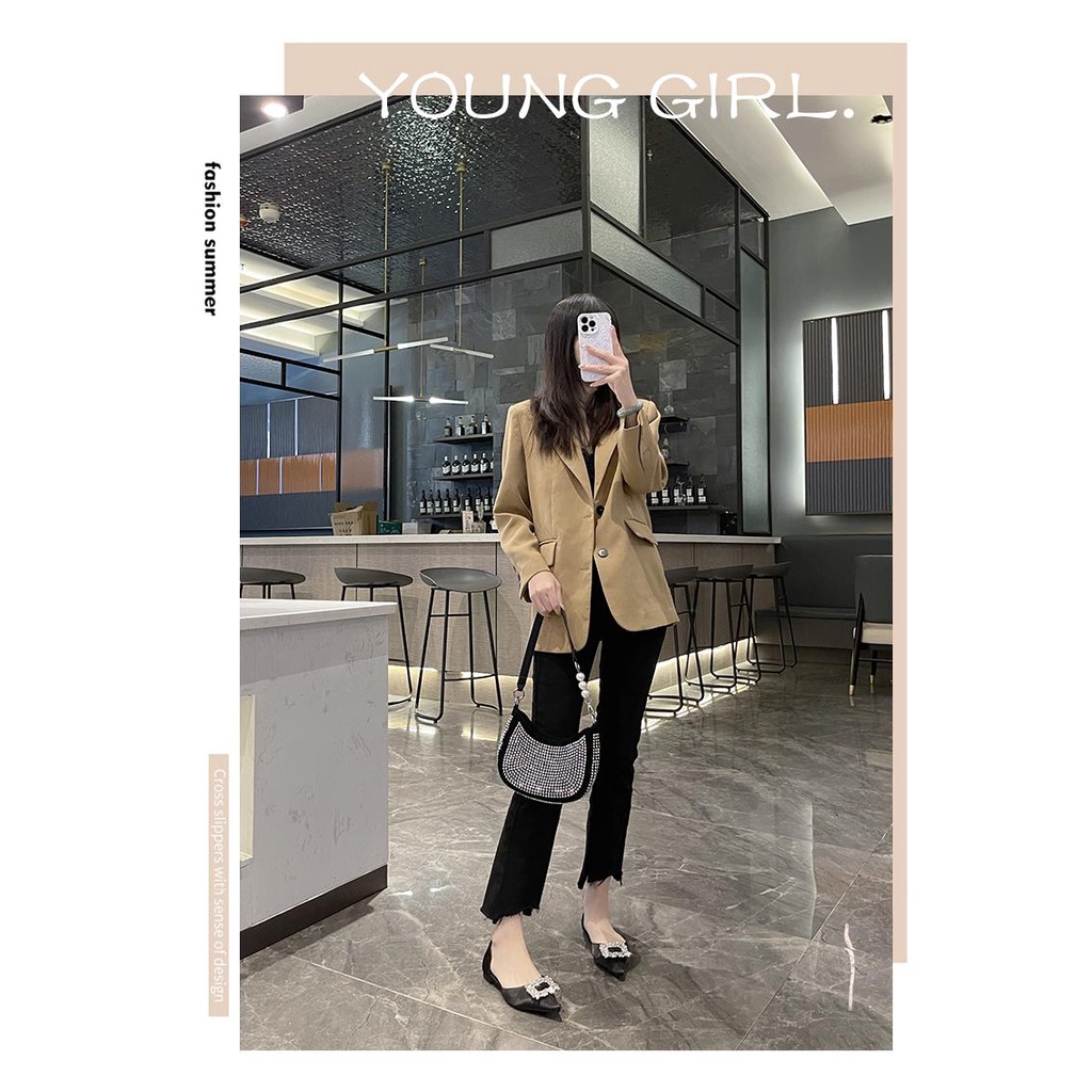 Giày Búp Bê Mũi Nhọn Đính Đá Thời Trang Dành Cho Nữ