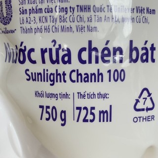 Nước Rửa Chén Bát Sunlight Chanh 100 750g/ 717ml