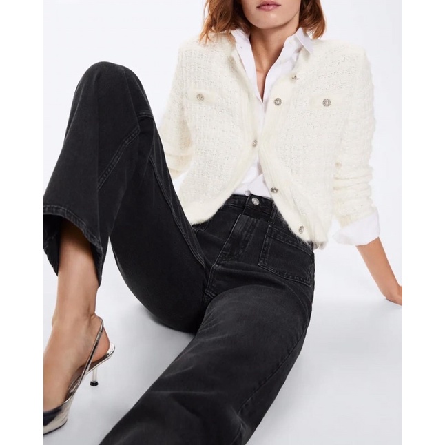 Áo cardigan trắng MANGO AUTH new tag S