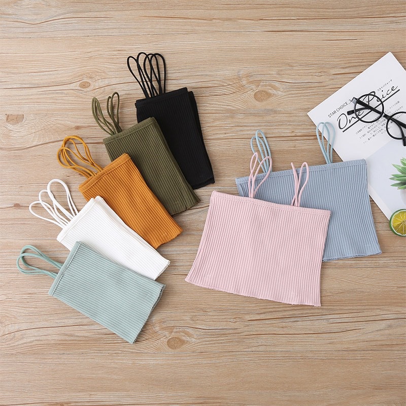 Áo Croptop Sát Nách Màu Trơn Chất Liệu Cotton Thời Trang Mùa Hè Cho Bé Gái