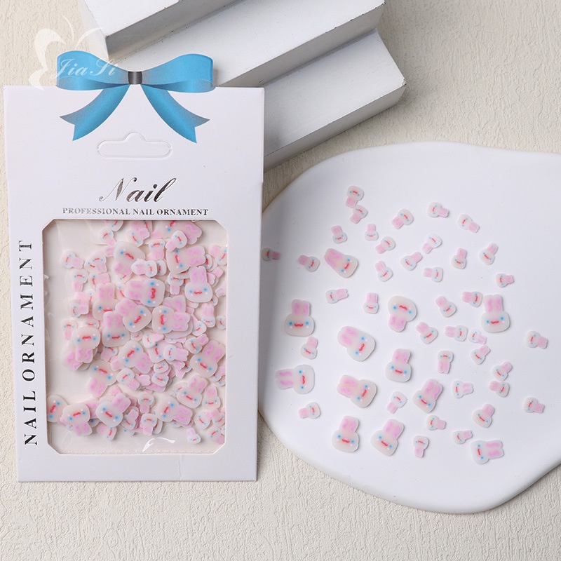 Set 100 Miếng Dán Trang Trí Móng Tay Dạ Quang Hình Hoa / Thỏ Xinh Xắn