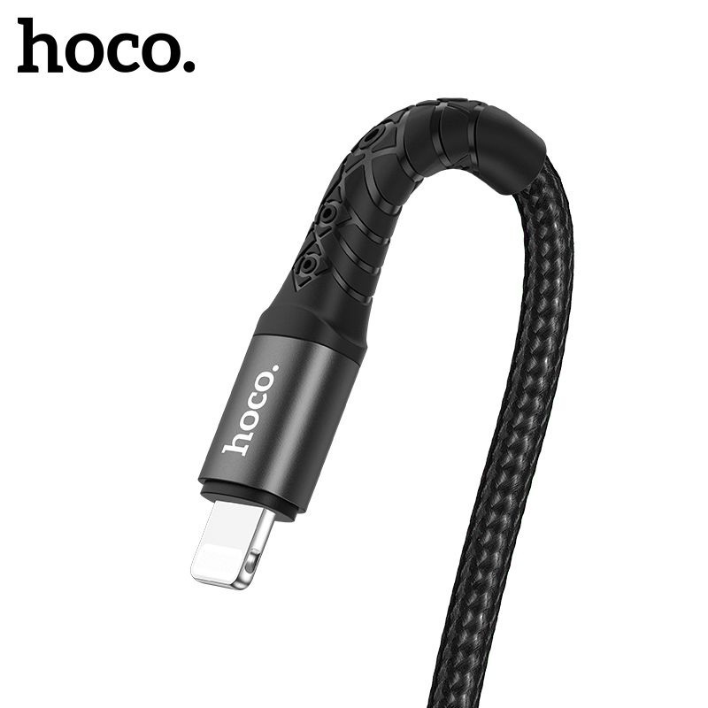 Cáp sạc và truyền dữ liệu Hoco DU19 USB dành cho IP10/11/12 hỗ trợ sạc 3A dây dù chống đứt dài 100cm ( Màu Đen)