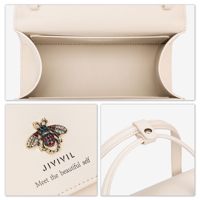 Mischa Túi Xách Đeo Vai Hình Vuông Cỡ Nhỏ Chất Liệu Da PU Phối Màu Tương Phản Thời Trang Cao Cấp