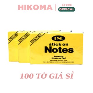 Giấy note ghi chú unc - giấy note đánh dấu trang và ghi nhớ set 100 tờ màu vàng - hikoma store