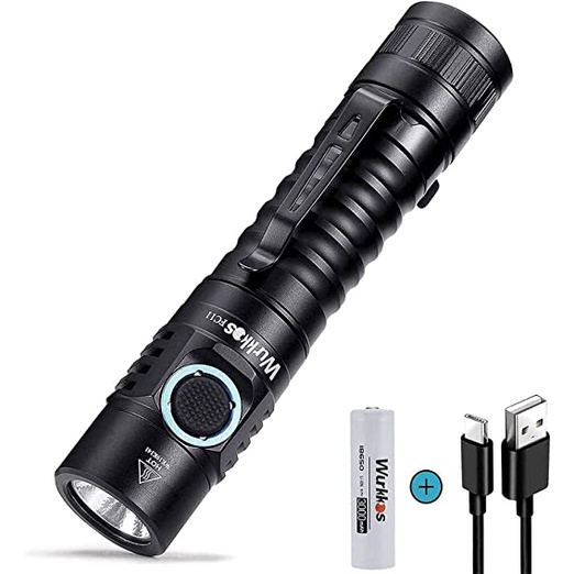 Đèn Pin Wukkos 519A FC11 Mini 18650 LED 1300lm IPX-7 90CRI USB-C IP67 Có Thể Sạc Lại