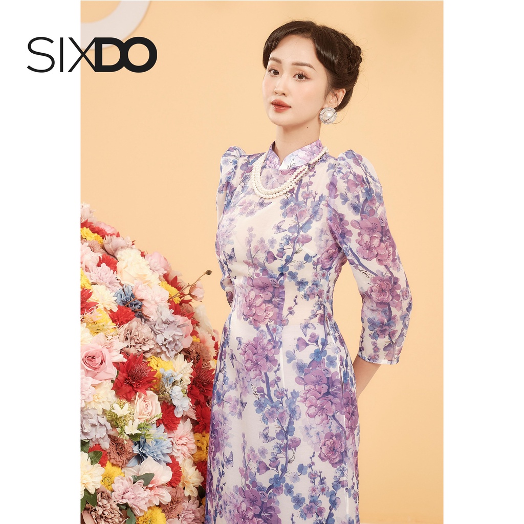 Áo dài tơ hoa thanh lịch thời trang SIXDO (chưa kèm quần) - E3 Audio Miền Nam