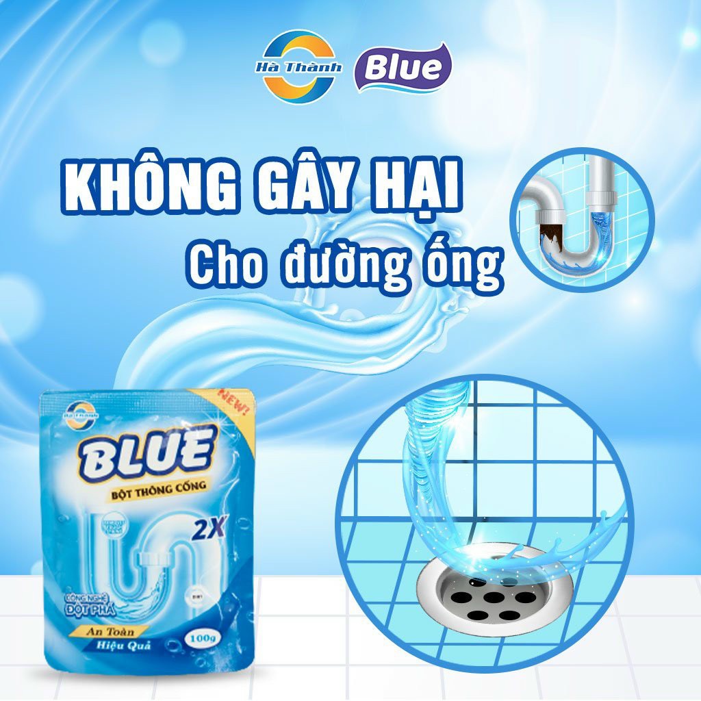 Bột Thông Cống BLUE Công Nghệ Đột Phá An Toàn Hiệu Quả 100Gr/Gói