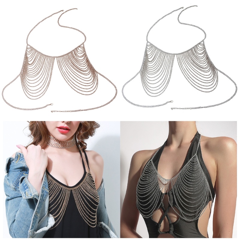 Dây Xích Đeo Ngực Nhiều Lớp Tua Rua Thời Trang Gợi Cảm Cho Nữ