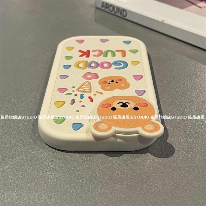 Phù Hợp Ốp Điện Thoại Nắp Lật Mặt Gương Chống Sốc Hình Gấu Cho iPhone13 pro max 12 11 14plus 14Plus13Promax 12 11