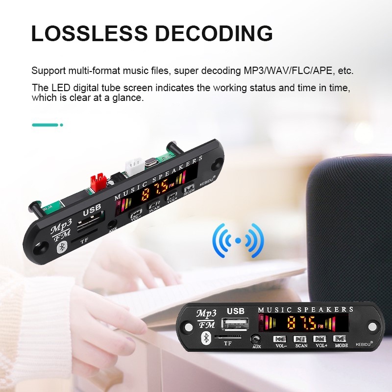Bảng Mạch Giải Mã Bluetooth 5.0 DC 5V 12V MP3 WMA USB TF Radio MP3 Kèm Điều Khiển Từ Xa