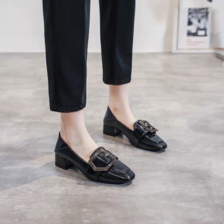 (Order) Giày loafer tag đồng gót vuông 5cm size 34-40 ( Ảnh thật cuối )