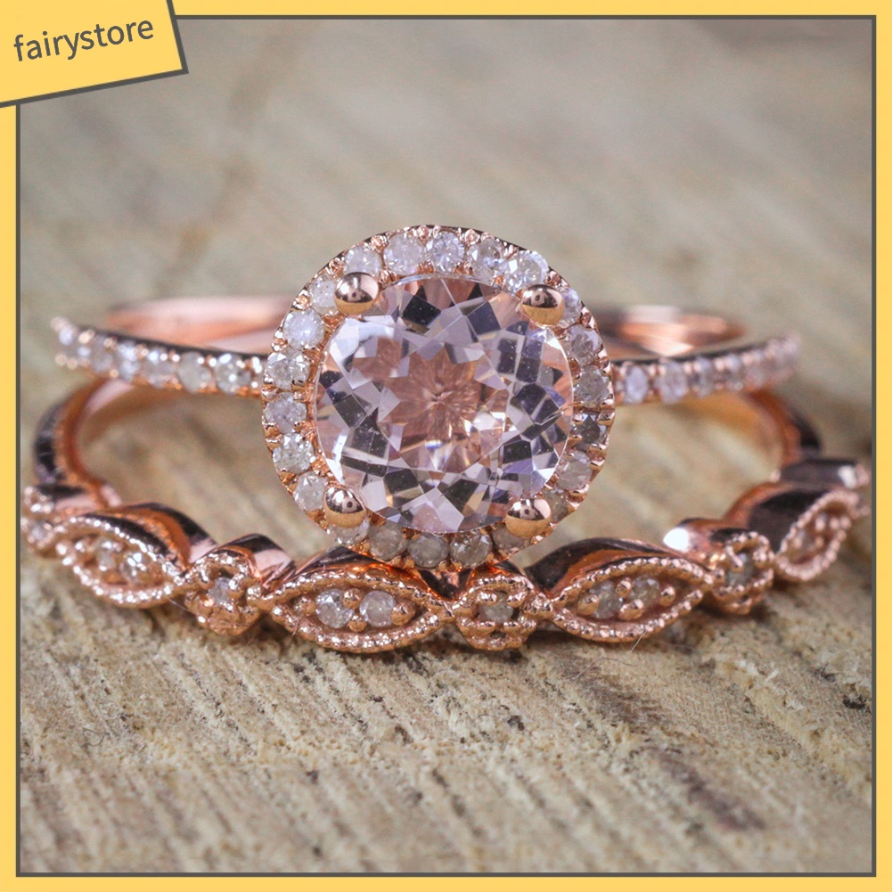 Bộ 2 Nhẫn Đính Đá Zircon 1 Cái Cho Nữ