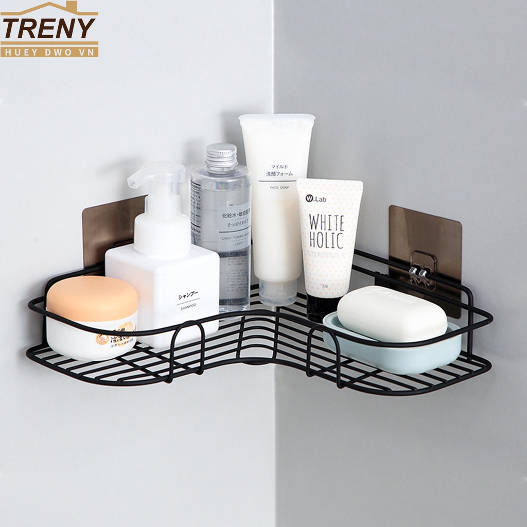 Kệ sắt treo góc tường đa năng, dùng được phòng bếp, phòng khách, các vị trí góc tường, miếng dán tường cố định chắc chắn