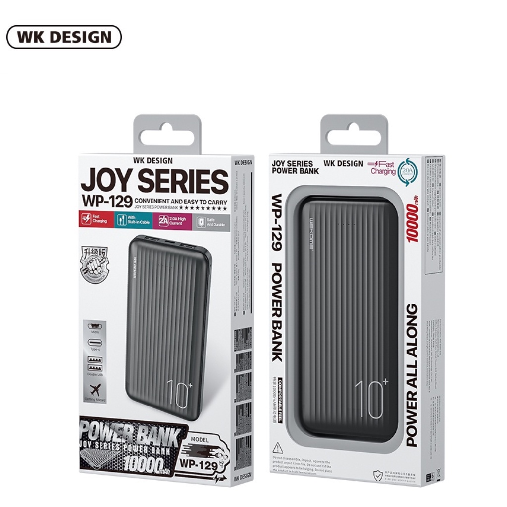 Sạc dự phòng 10000mAh WK DESIGN WP-129, Pin dự phòng chính hãng hỗ trợ sạc nhanh 2.1A với 2 cổng sạc tiện lợi