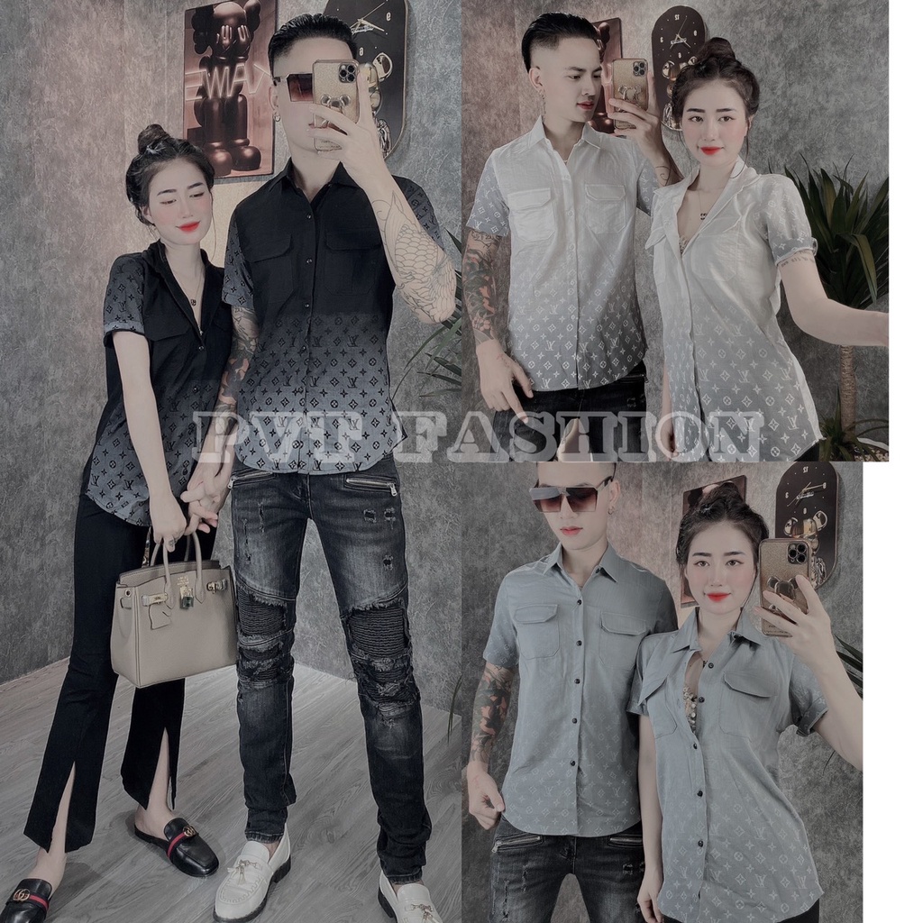 Áo sơ mi nam tay ngắn vải đủi phối L.V có túi mẫu mới chuẩn thời trang cao cấp hàng shop PVT FASHION