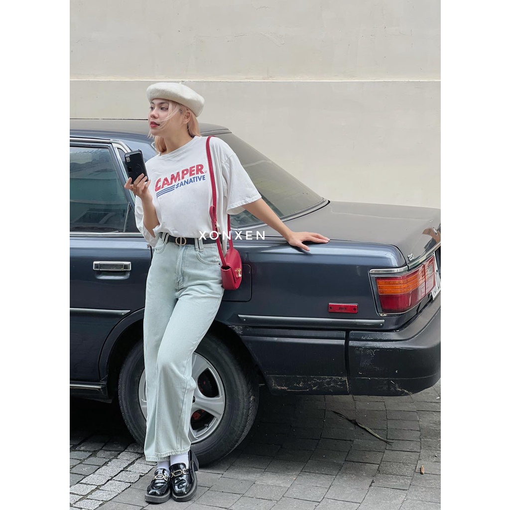 Áo Thun Nữ Xonxen 23 lê duẩnTay Ngắn From Rộng In Chữ Ami CAMPER Mã 819