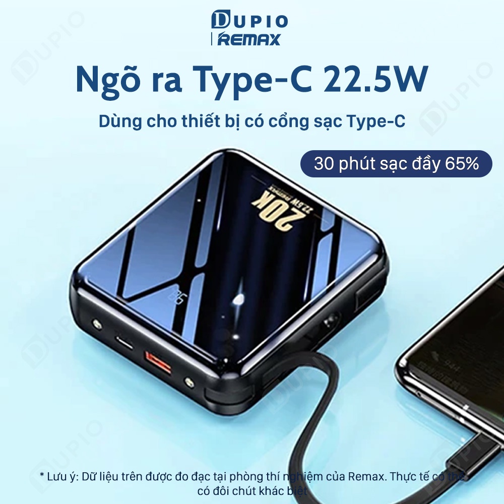 Pin dự phòng sạc nhanh DUPIO Remax PDP01 20000mah type c cute nhỏ gọn có đèn báo