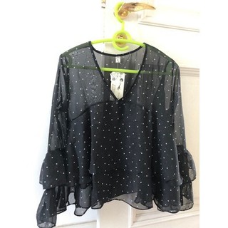 [ORDER] Sơ mi voan mỏng chấm bi đen(kèm ảnh thật)
