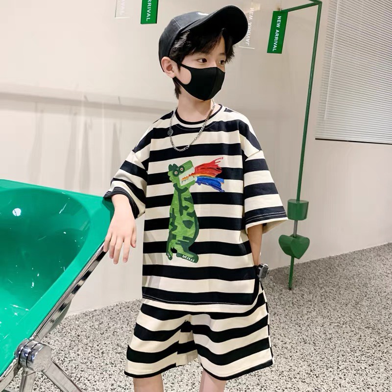 Bộ quần áo cotton hè "D. SEMYS" 14-52kg cho bé trai 4-14 tuổi. Thoáng mát, co giãn tốt. Hàng may kỹ. STB53