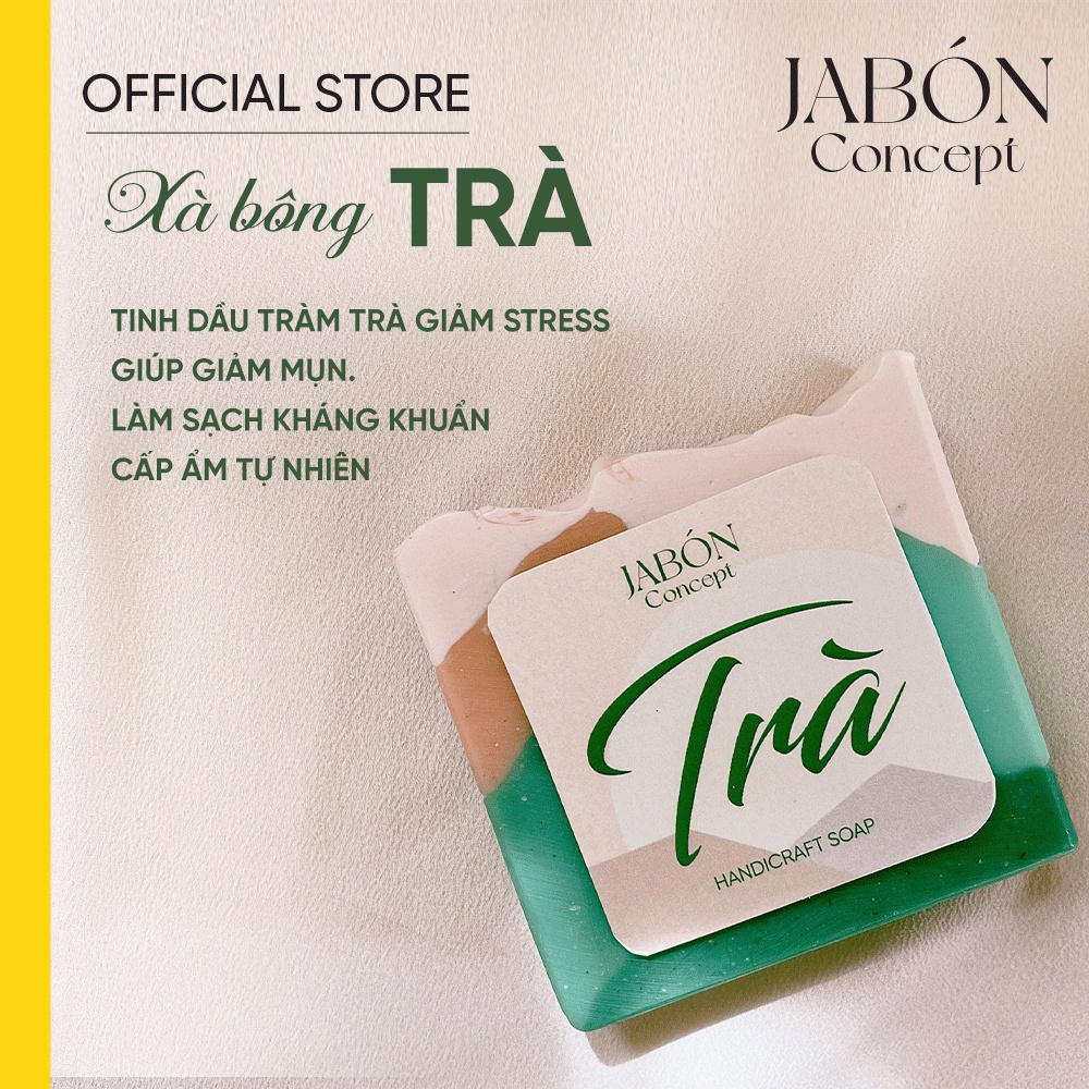 Xà Bông Organic Bạc Hà 100gram Tinh Dầu Tràm Trà Giảm Mụn Thiên Nhiên Jabón Concept