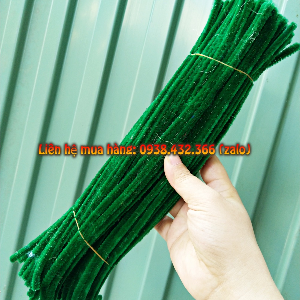 Kẽm Nhung Thẳng Màu Xanh Lá Đậm (1 Bó Khoảng Trên Dưới 95-100 Cây) Làm Hoa Thủ Công