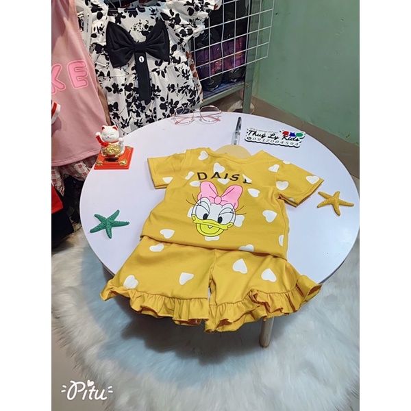 Set bộ cộc tay cho bé gái mẫu vịt DONA, chất cotton mềm mịn, thoáng mát, thấm hút mồ hôi siêu tốt