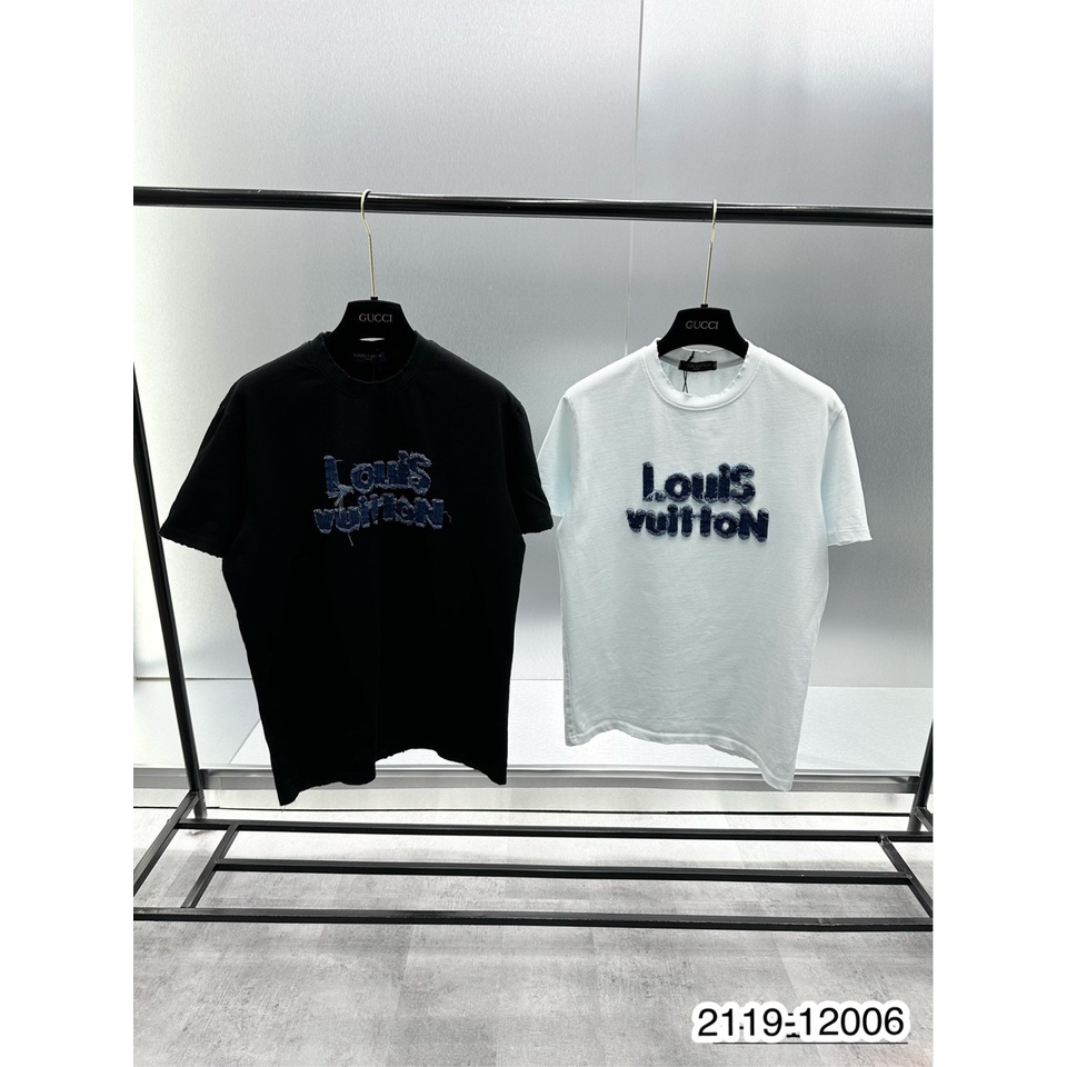 Áo thun nam GC , LV logo chữ rách vải cotton thoáng mát - Áo phông nam nữ GC chữ rách LV chữ rách